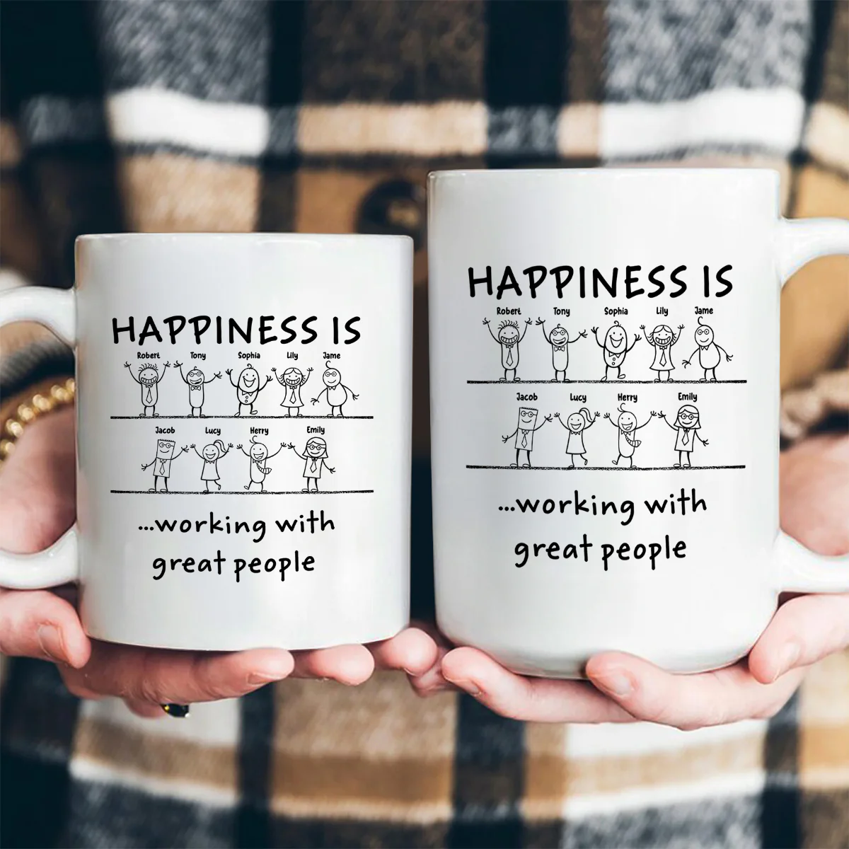 Happiness Is Working With Great People - Personalized Ceramic Coffee Mug - Image 4