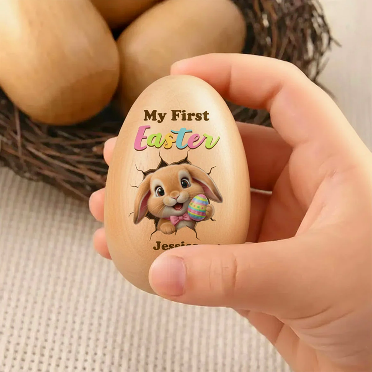 Happy 1st Easter - Personalized Musical Easter Egg Shaker - Image 3