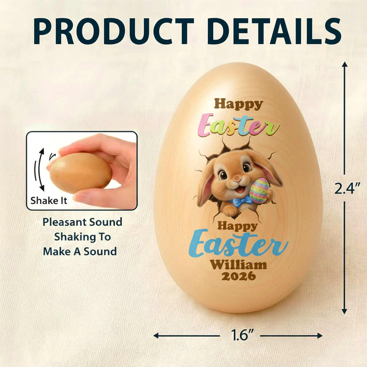 Happy 1st Easter - Personalized Musical Easter Egg Shaker - Image 5