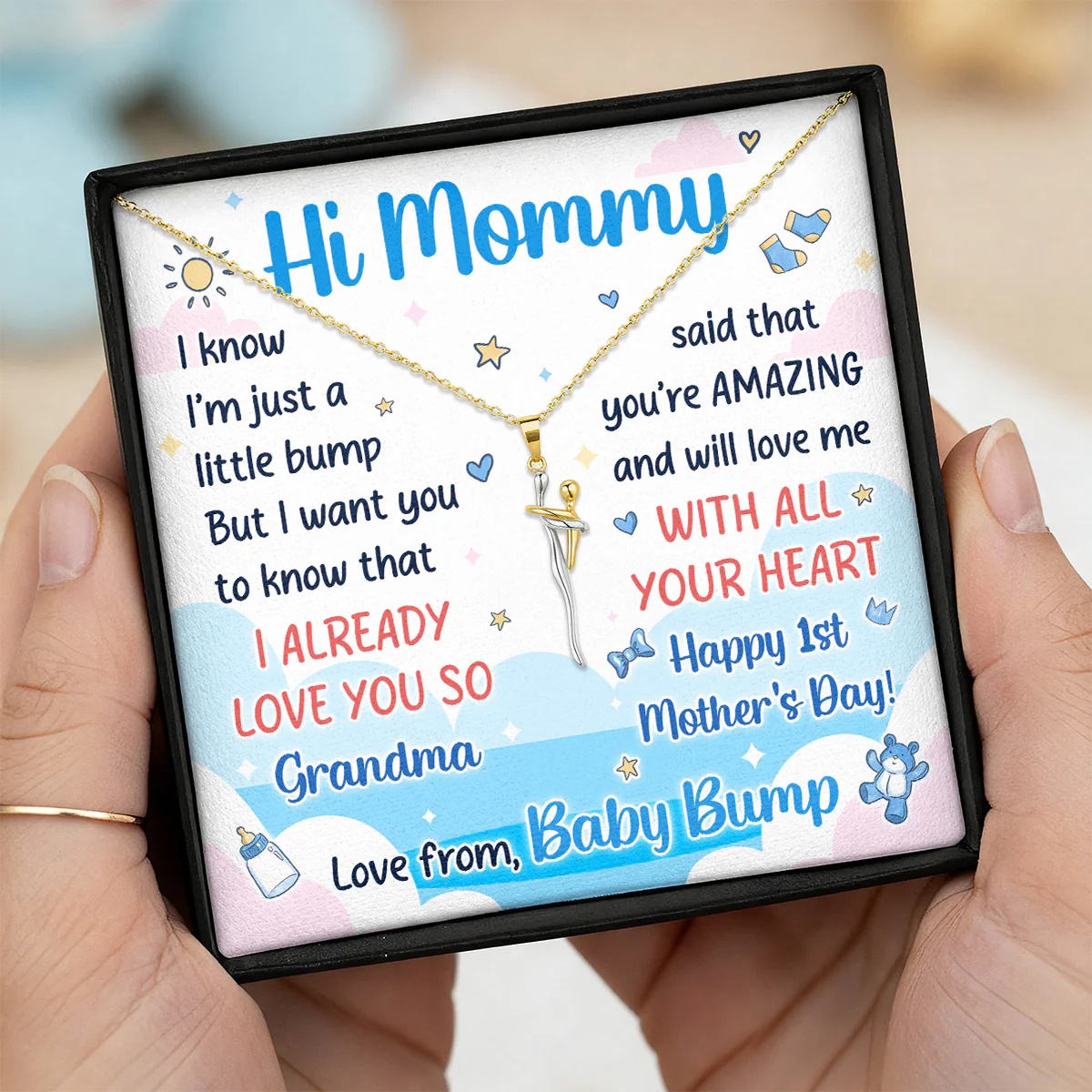 Happy 1st Mother's Day - Personalized Hug Charm Necklace