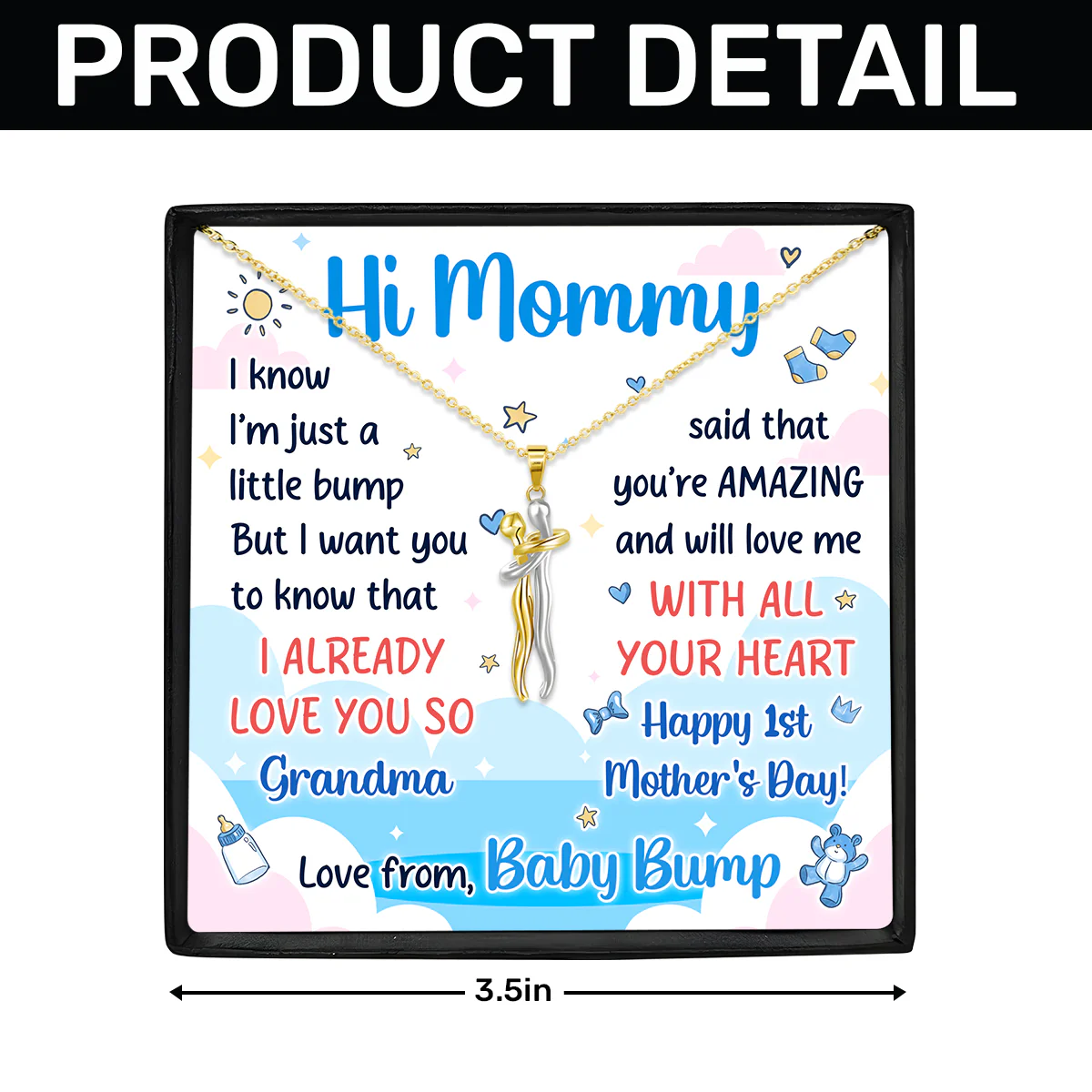Happy 1st Mother's Day - Personalized Hug Charm Necklace - Image 7