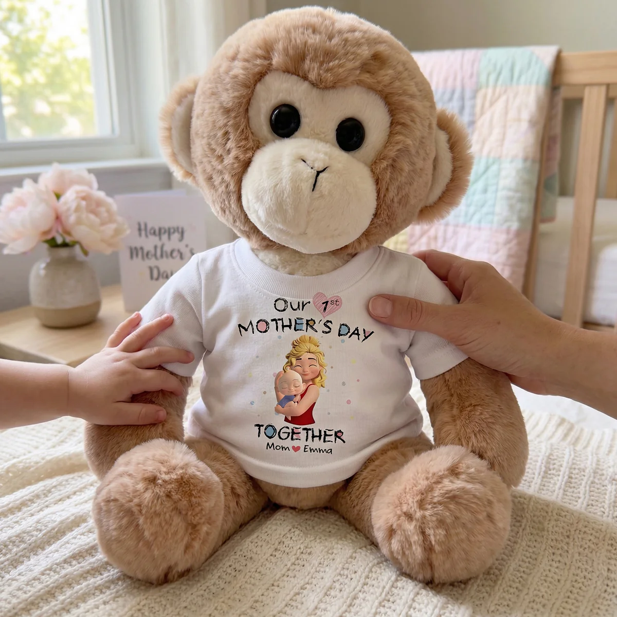 Happy 1st Mother's Day - Personalized Stuffed Monkey - Image 2