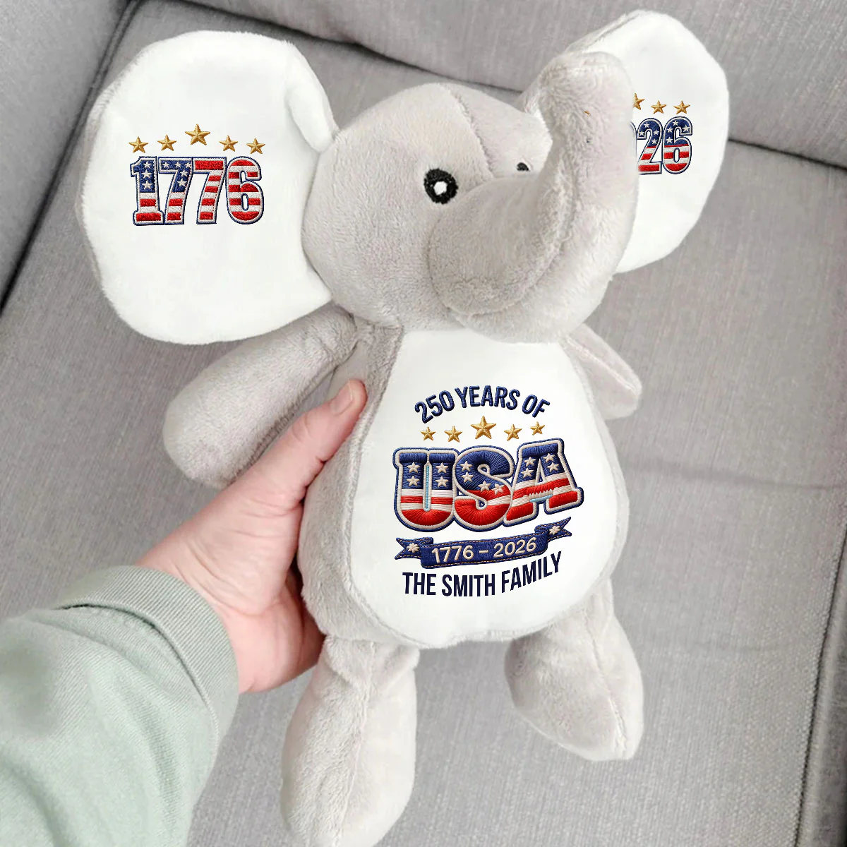 Happy 250th Birthday America - Personalized Stuffed Elephant - Image 4