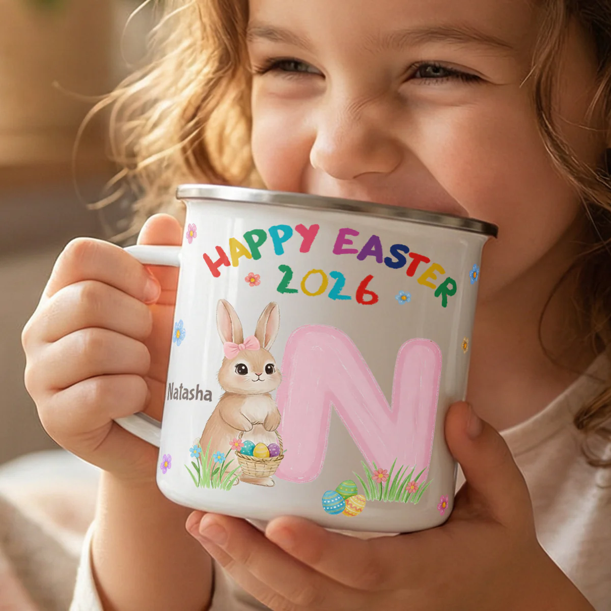 Happy Easter 2026 - Personalized Enamel Mug - Image 2