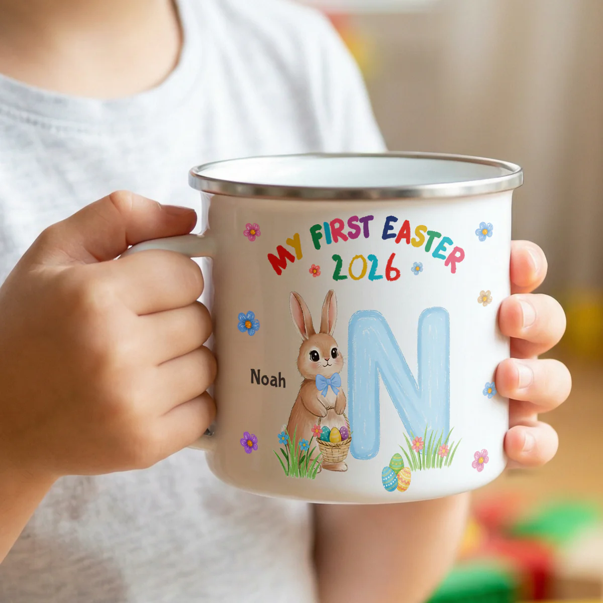 Happy Easter 2026 - Personalized Enamel Mug - Image 3