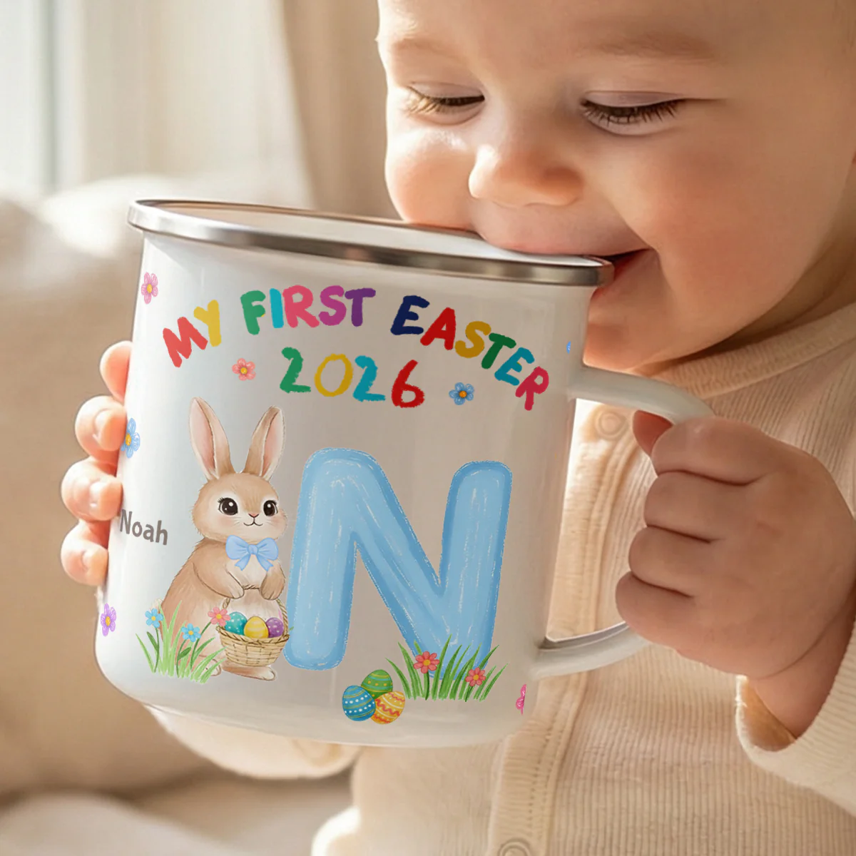 Happy Easter 2026 - Personalized Enamel Mug - Image 4