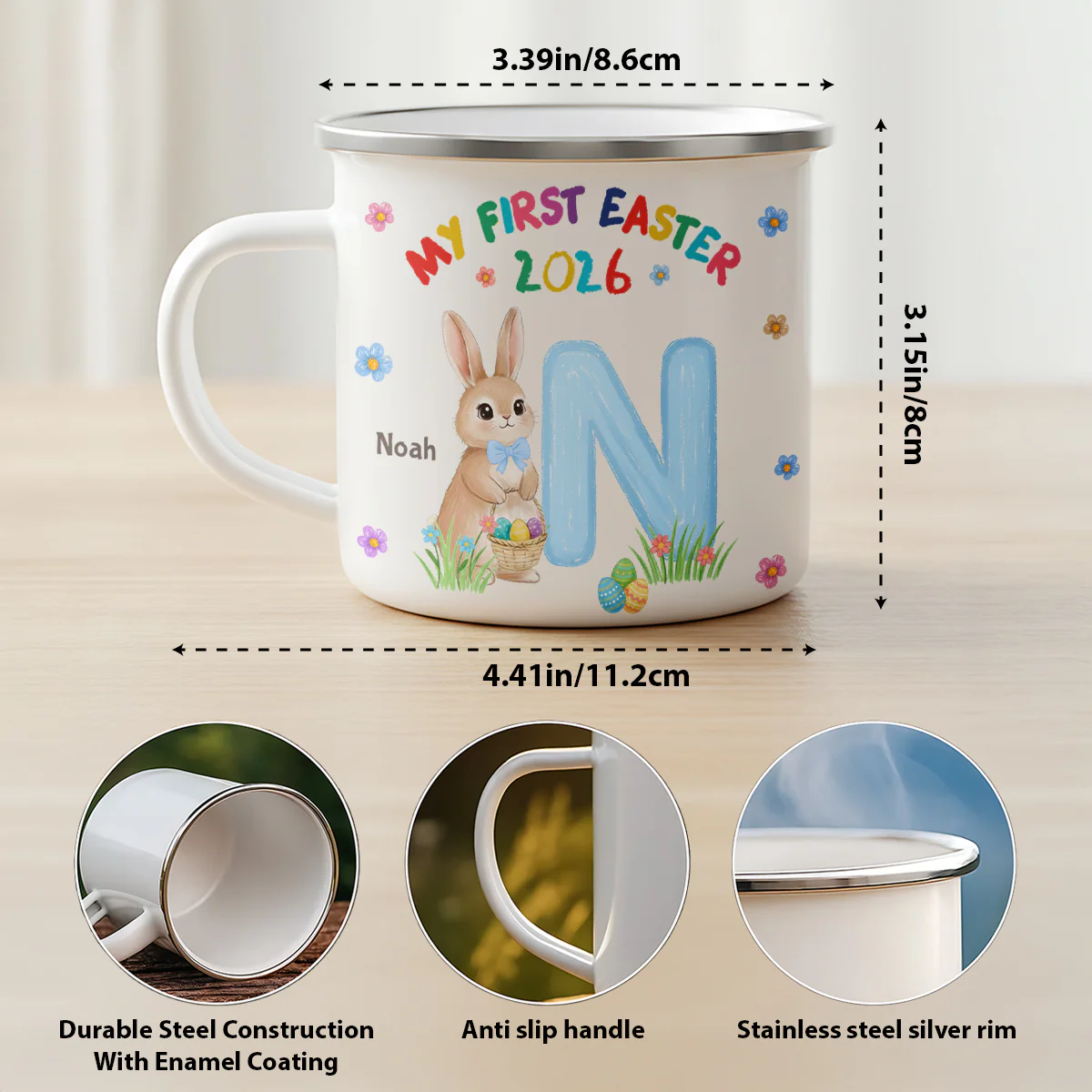 Happy Easter 2026 - Personalized Enamel Mug - Image 6