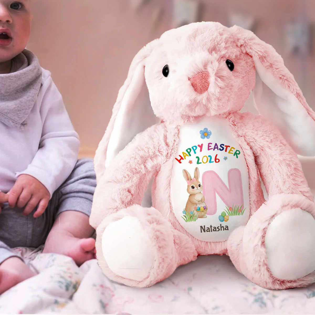 Happy Easter 2026 - Personalized Stuffed Bunny - Image 2