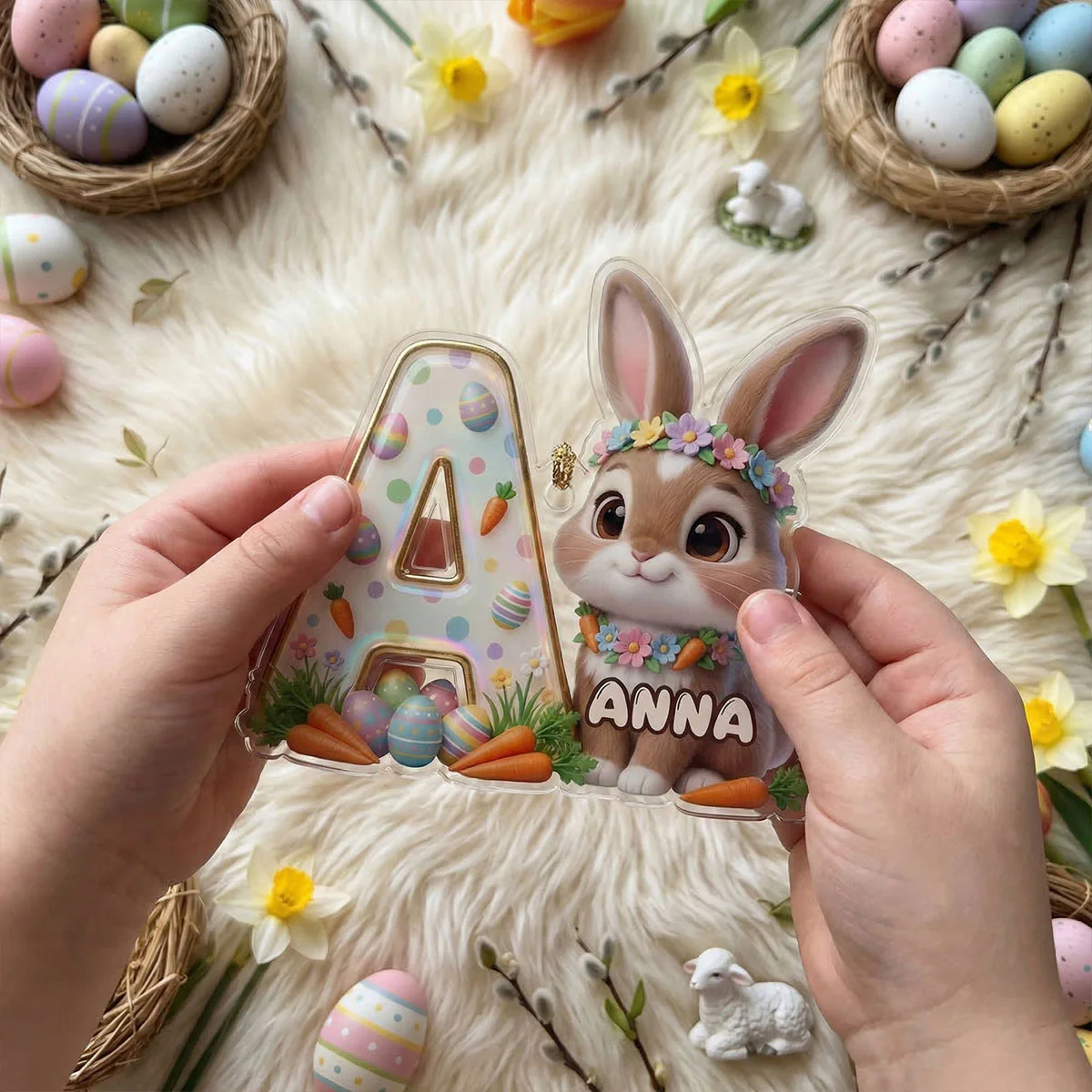Happy Easter Gift Tag - Personalized 1-Layer Acrylic Ornament