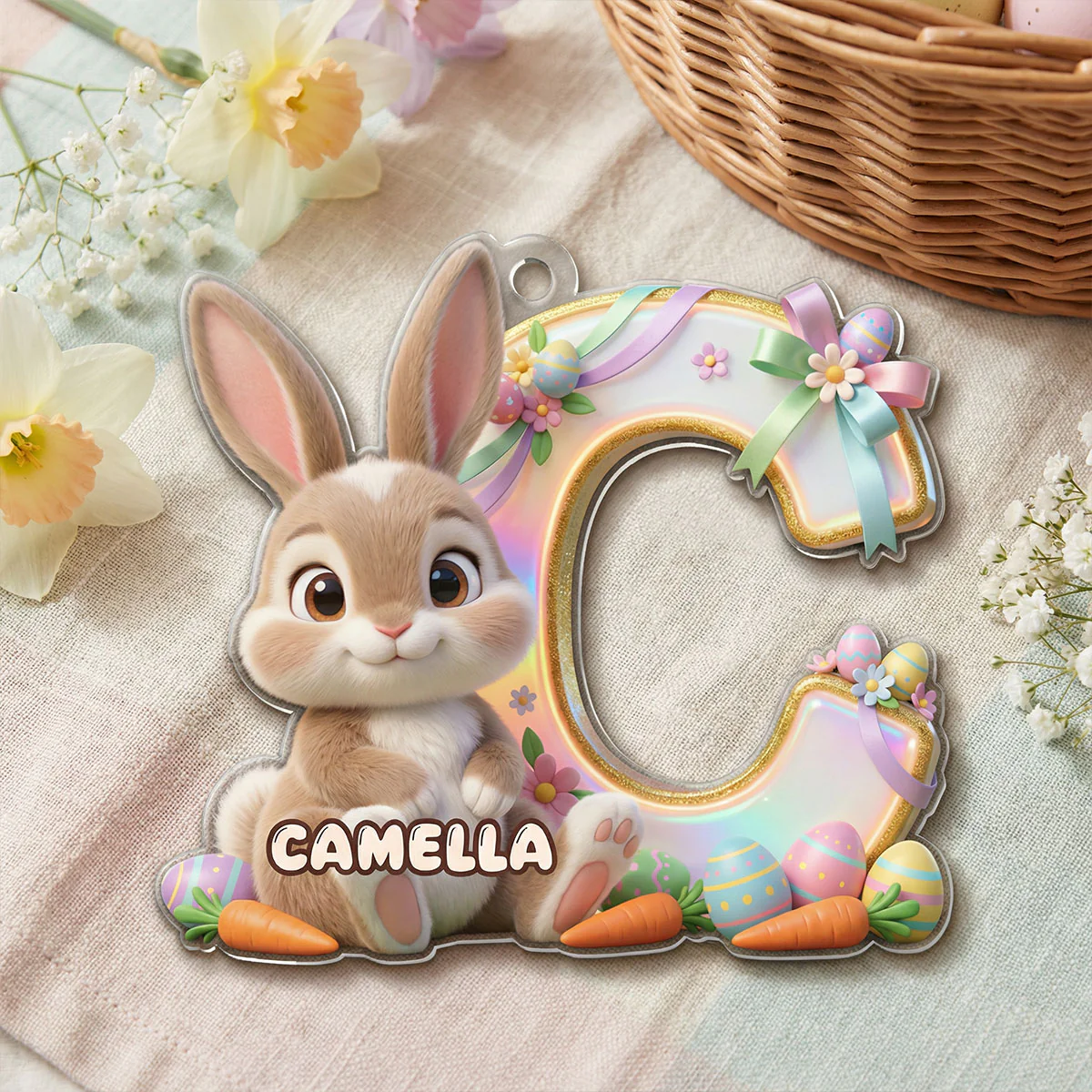 Happy Easter Gift Tag - Personalized 1-Layer Acrylic Ornament - Image 5