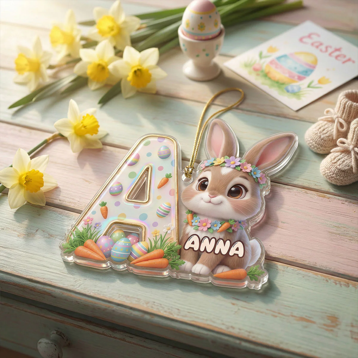 Happy Easter Gift Tag - Personalized 1-Layer Acrylic Ornament - Image 7