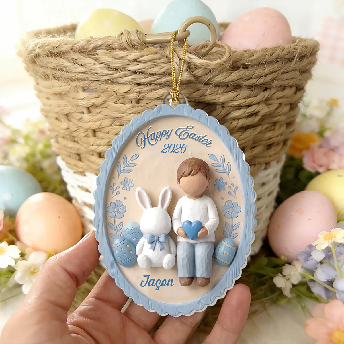 Happy Easter Gift Tag - Personalized 1-Layer Acrylic Ornament