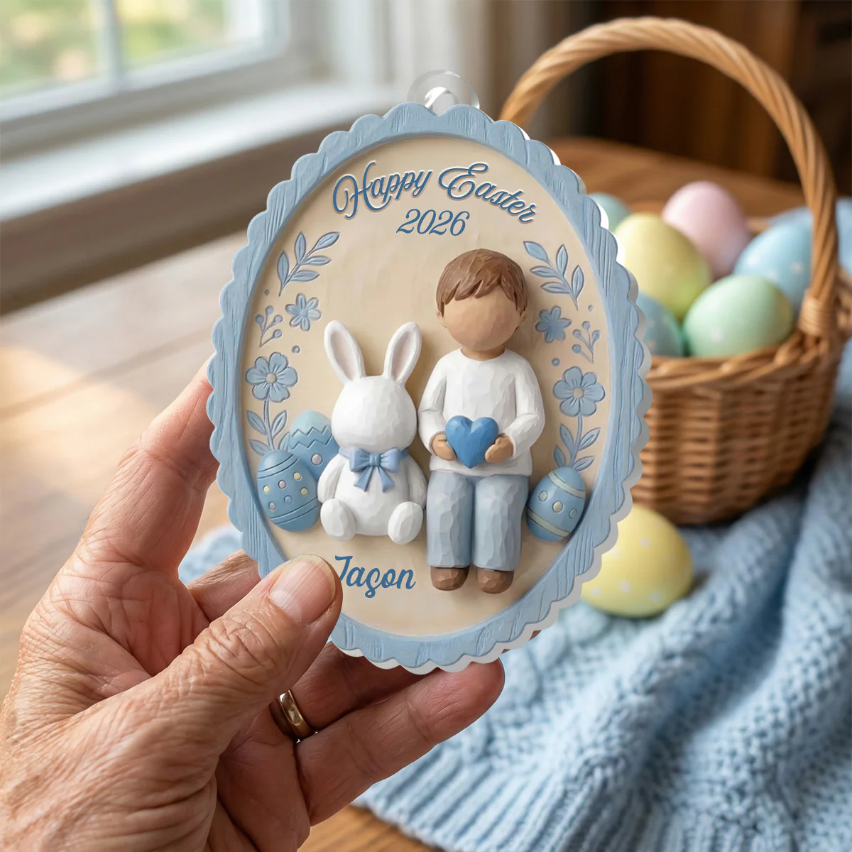 Happy Easter Gift Tag - Personalized 1-Layer Acrylic Ornament - Image 2