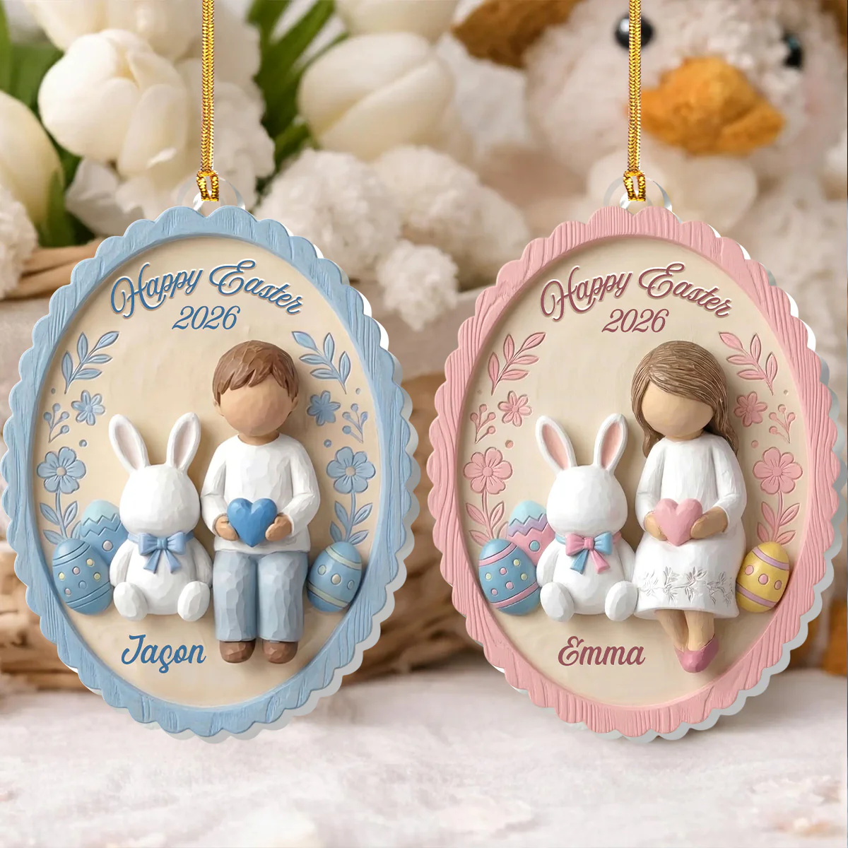 Happy Easter Gift Tag - Personalized 1-Layer Acrylic Ornament - Image 3