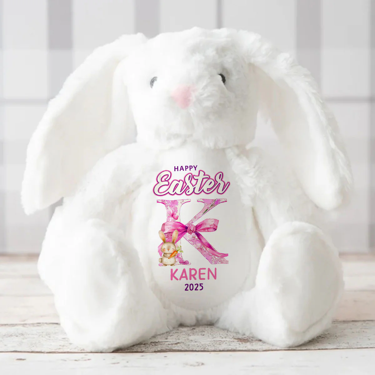 Happy Easter - Personalized Stuffed Bunny - Image 3