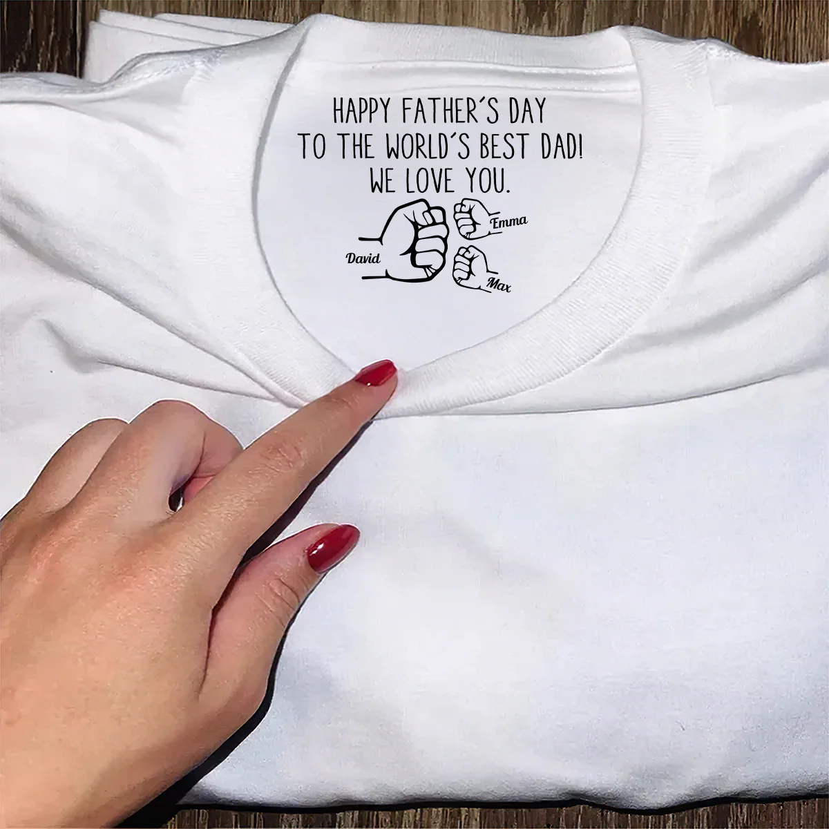 Happy Father's Day To The World's Best Dad - Personalized Shirt With Design Inner Neck - Image 5