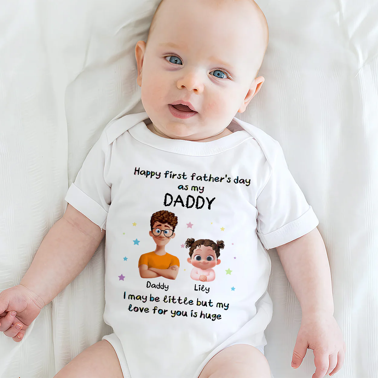 Happy First Father's Day As My Daddy - Personalized Baby Onesie - Image 3