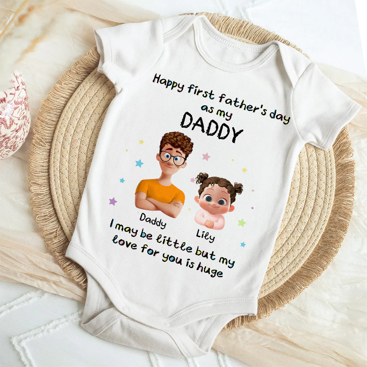 Happy First Father's Day As My Daddy - Personalized Baby Onesie - Image 4