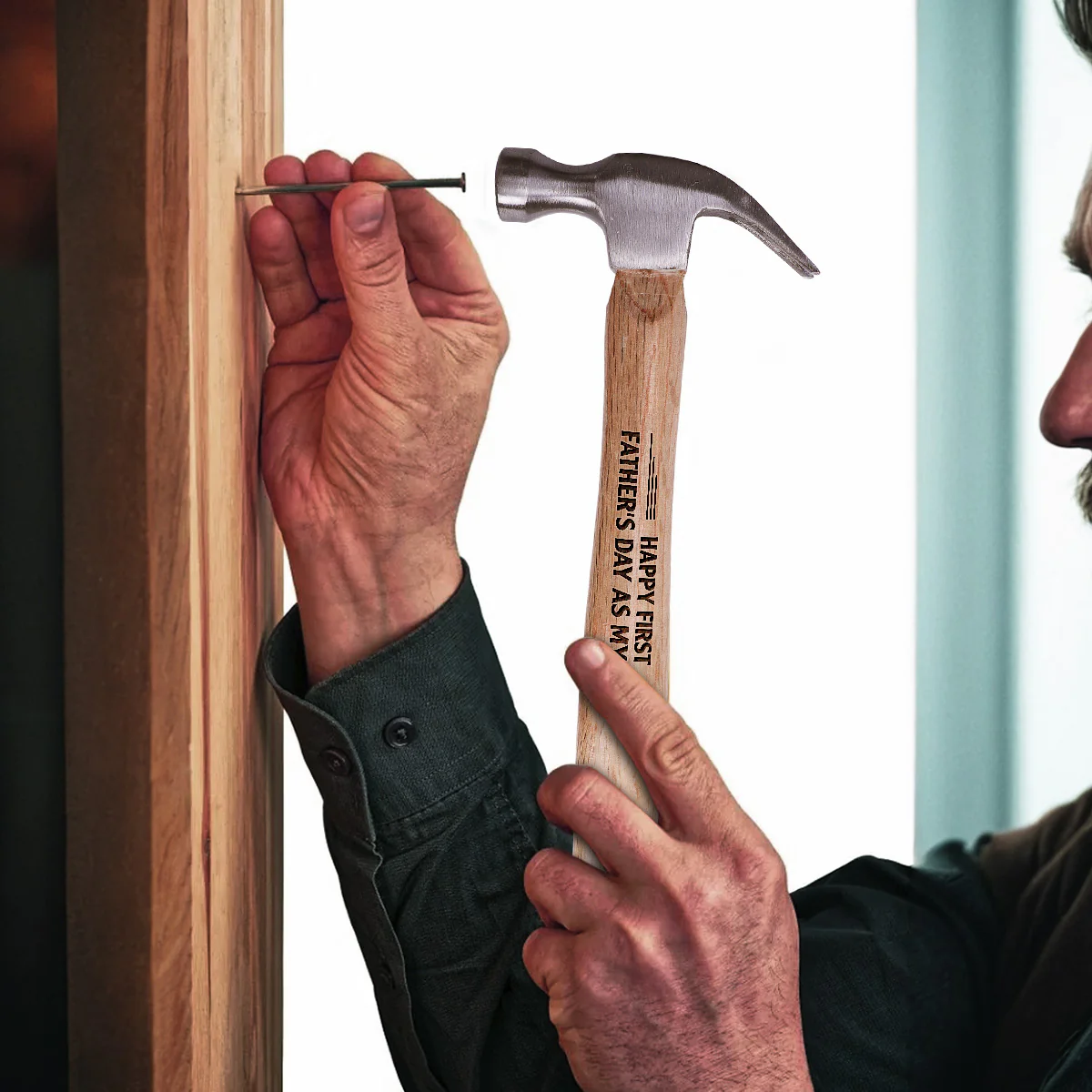Happy First Father's Day As My Grandpa - Personalized Wooden Hammer - Image 3