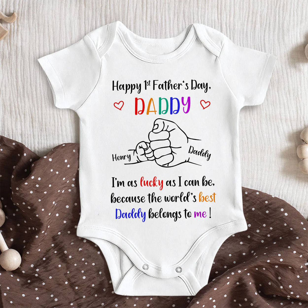 Happy First Father's Day - Personalized Baby Onesie - Image 5