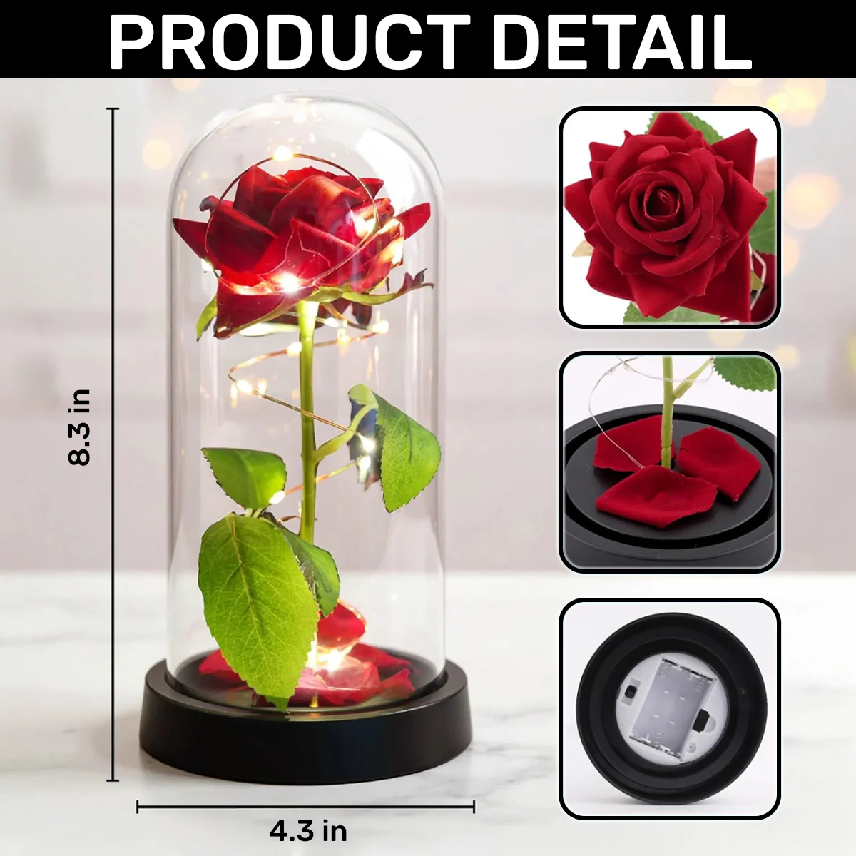 Happy First Mother's Day As My Mommy - Personalized Everlasting Rose Dome Lamp - Image 5