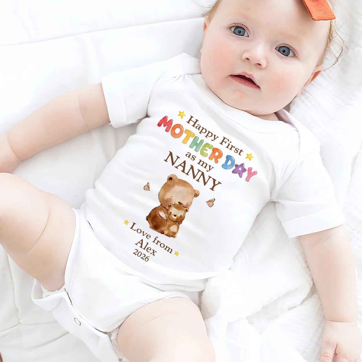 Happy First Mother's Day As My Nana - Personalized Baby Onesie - Image 2