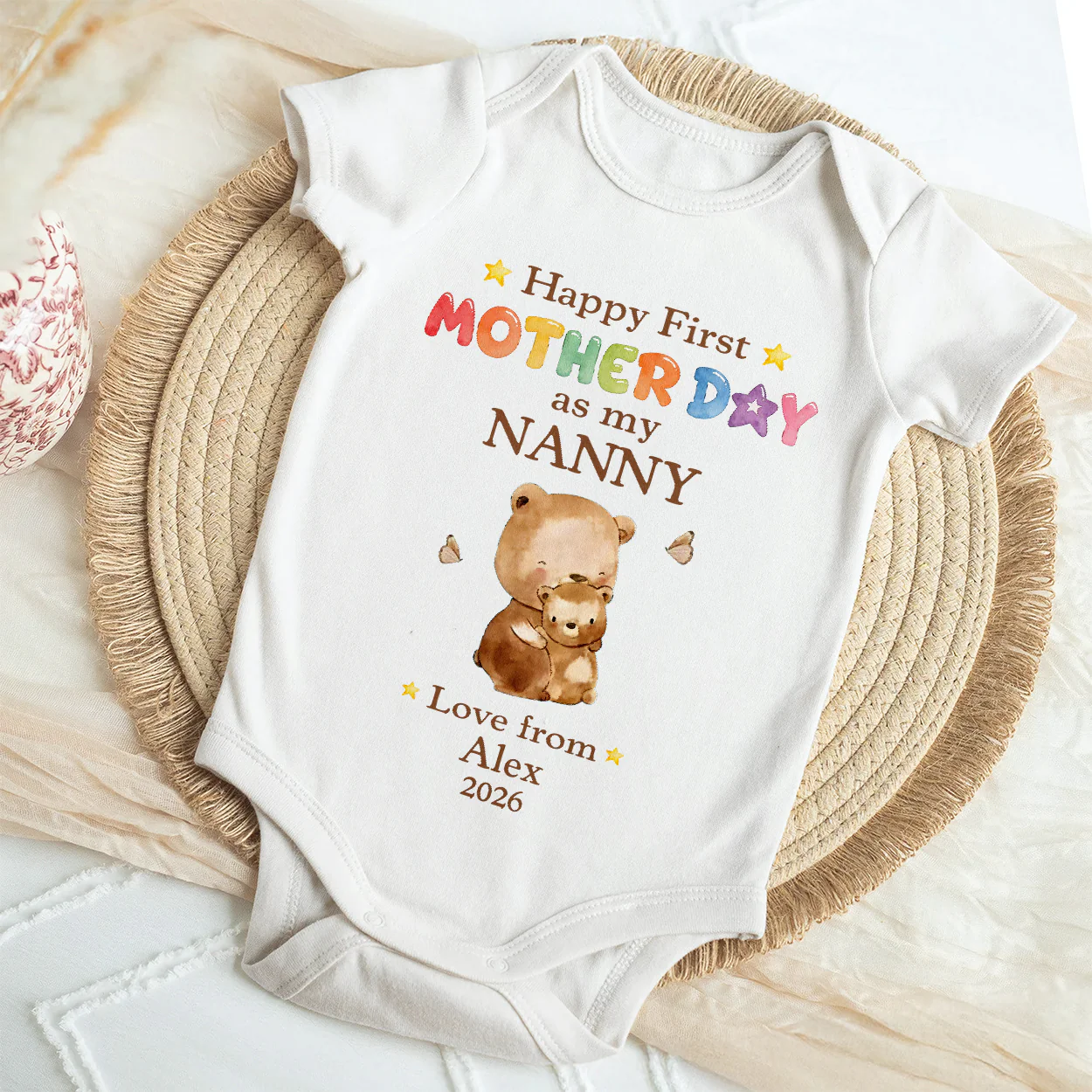 Happy First Mother's Day As My Nana - Personalized Baby Onesie - Image 4