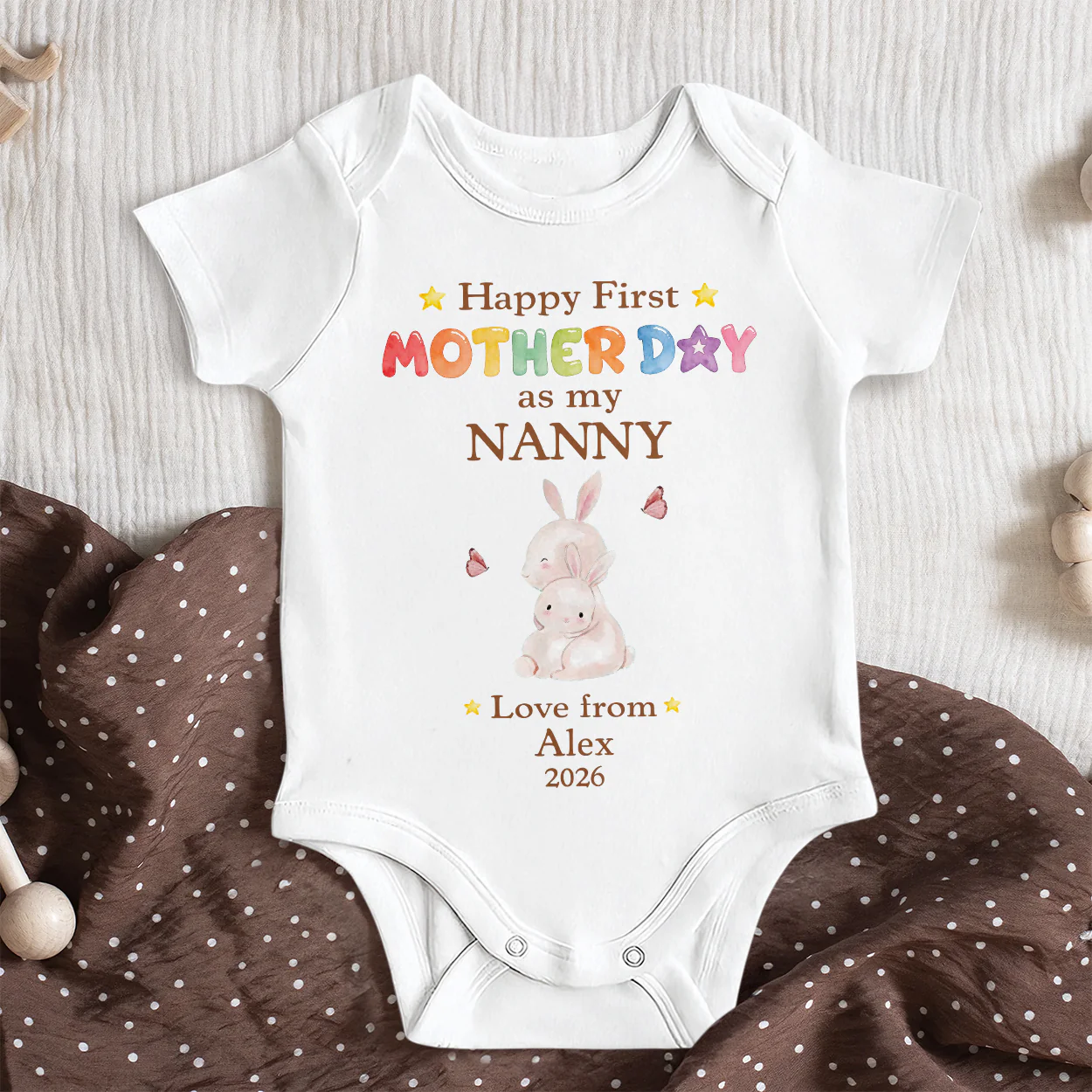 Happy First Mother's Day As My Nana - Personalized Baby Onesie - Image 5