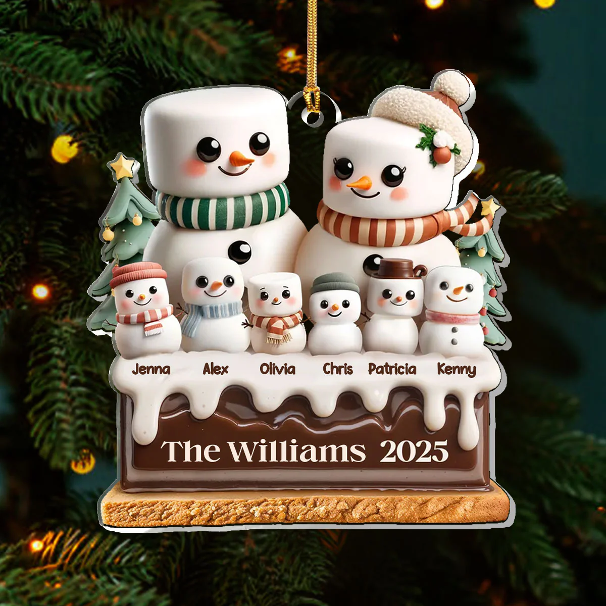 Happy Marshmallow - Personalized 1-Layer Acrylic Ornament - Image 3