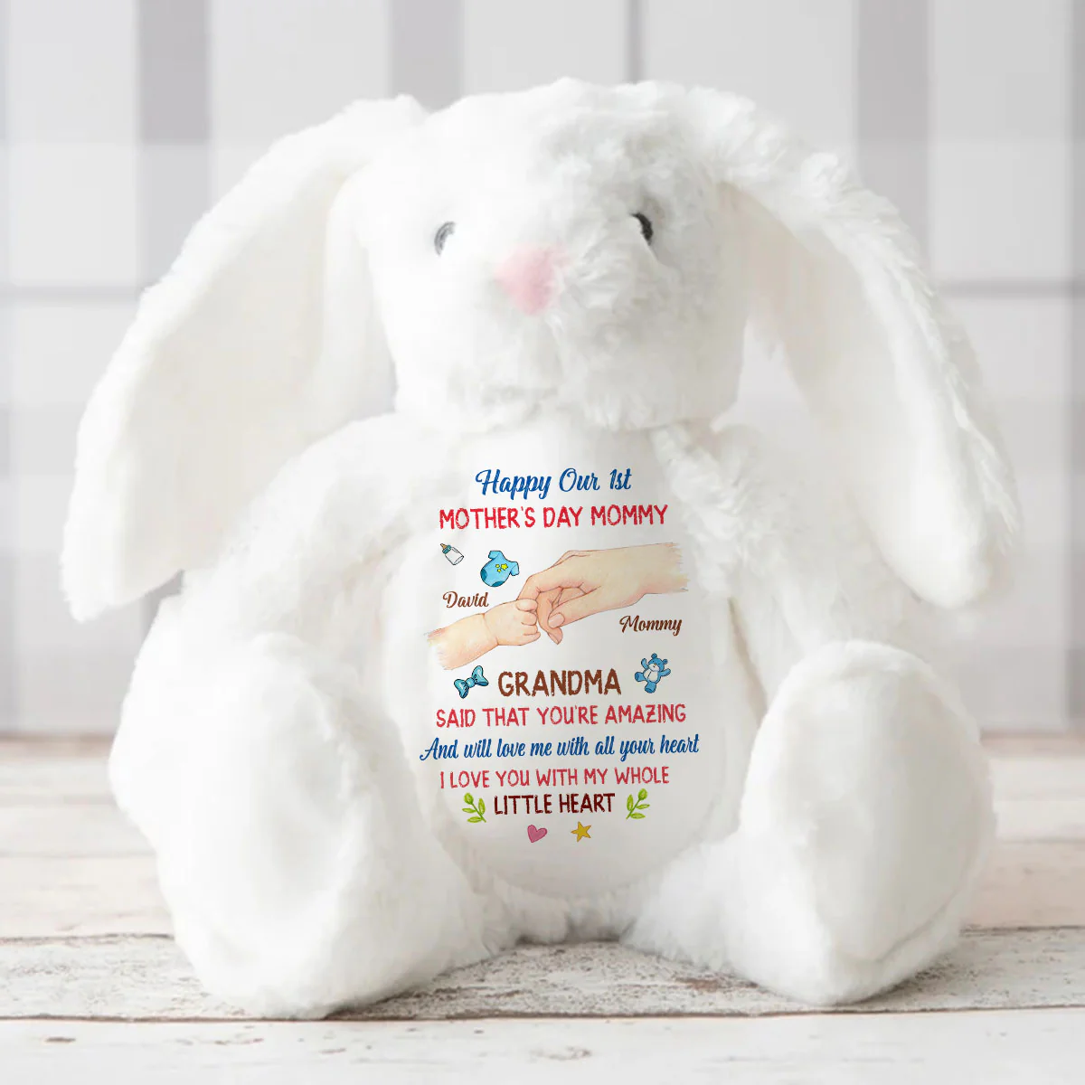 Happy Our 1st Mother's Day Mommy - Personalized Stuffed Bunny - Image 3