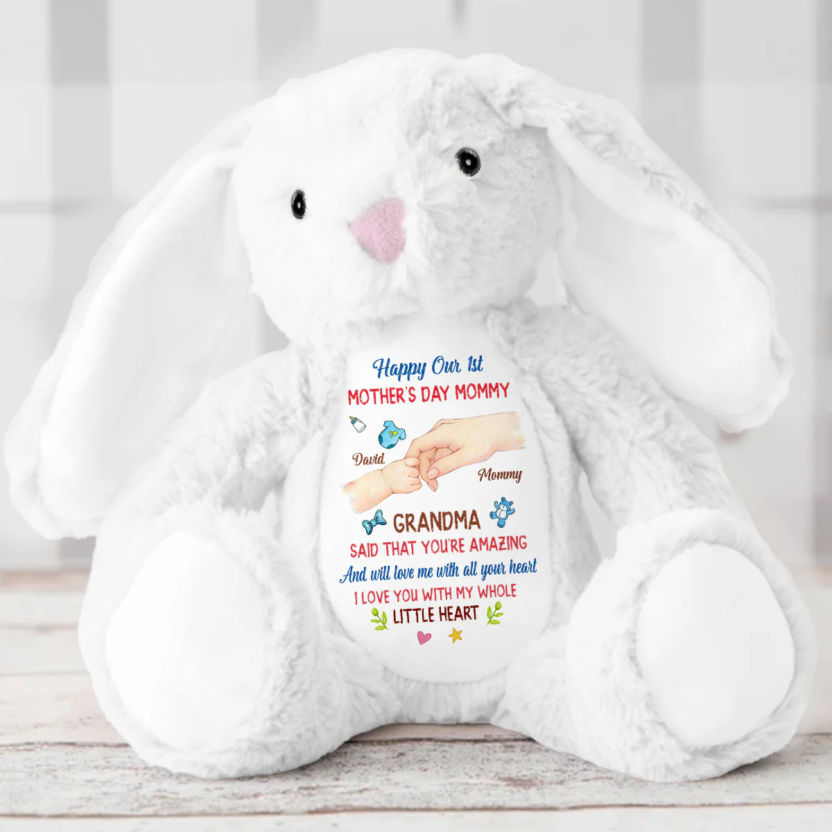 Happy Our 1st Mother's Day Mommy - Personalized Stuffed Bunny - Image 5