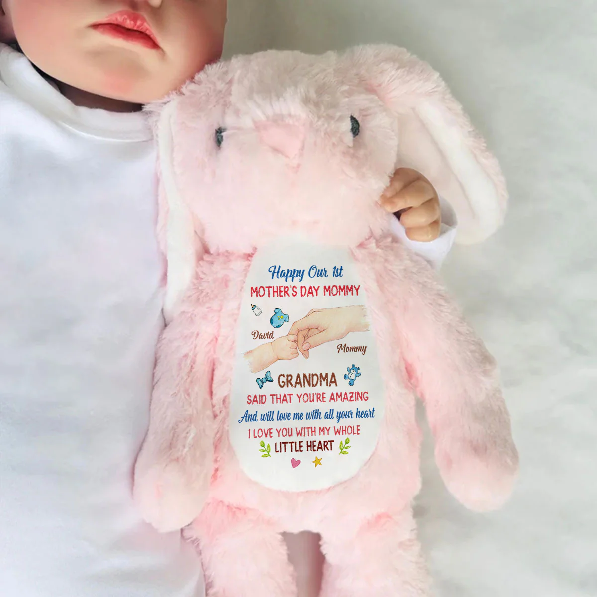 Happy Our 1st Mother's Day Mommy - Personalized Stuffed Bunny - Image 6