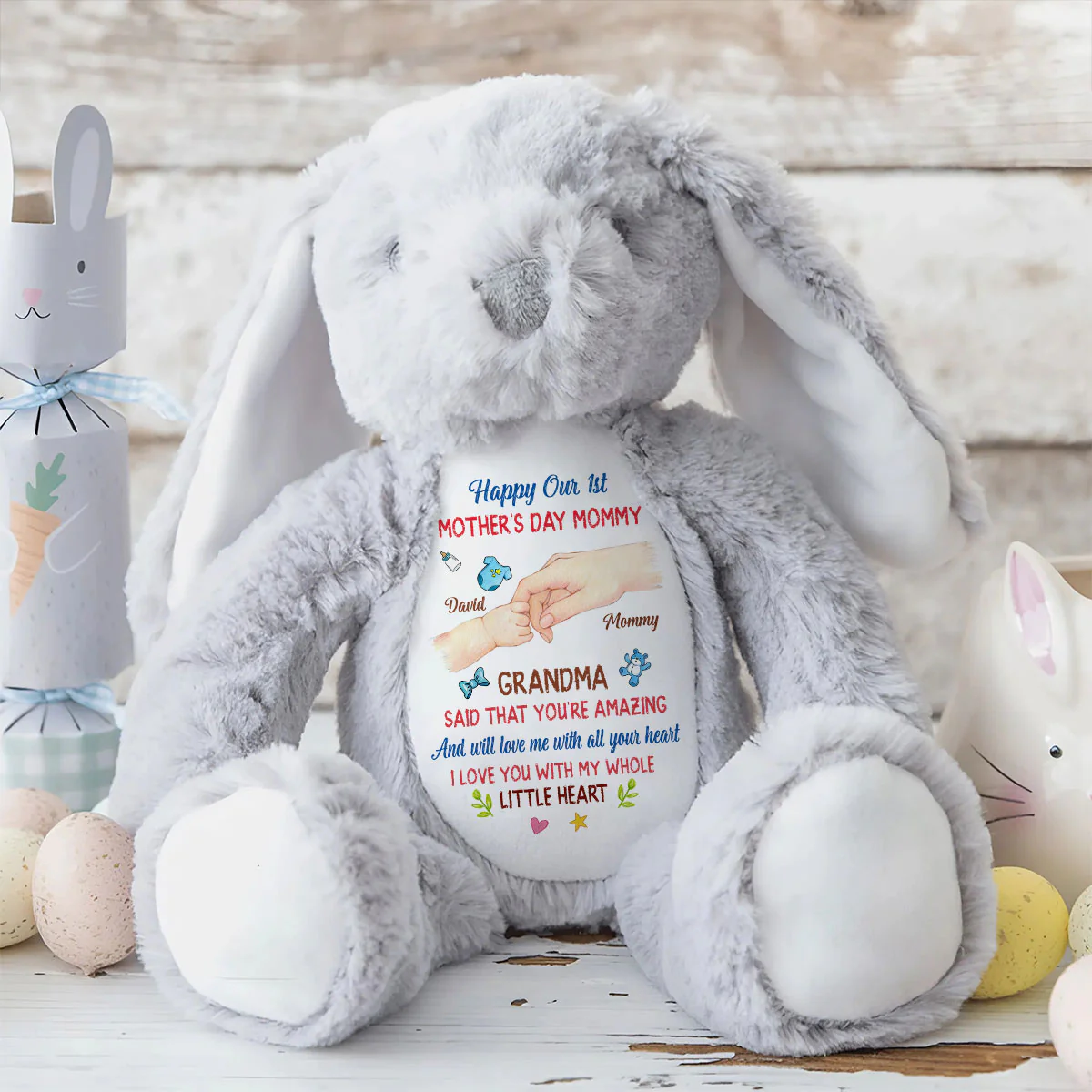 Happy Our 1st Mother's Day Mommy - Personalized Stuffed Bunny - Image 8