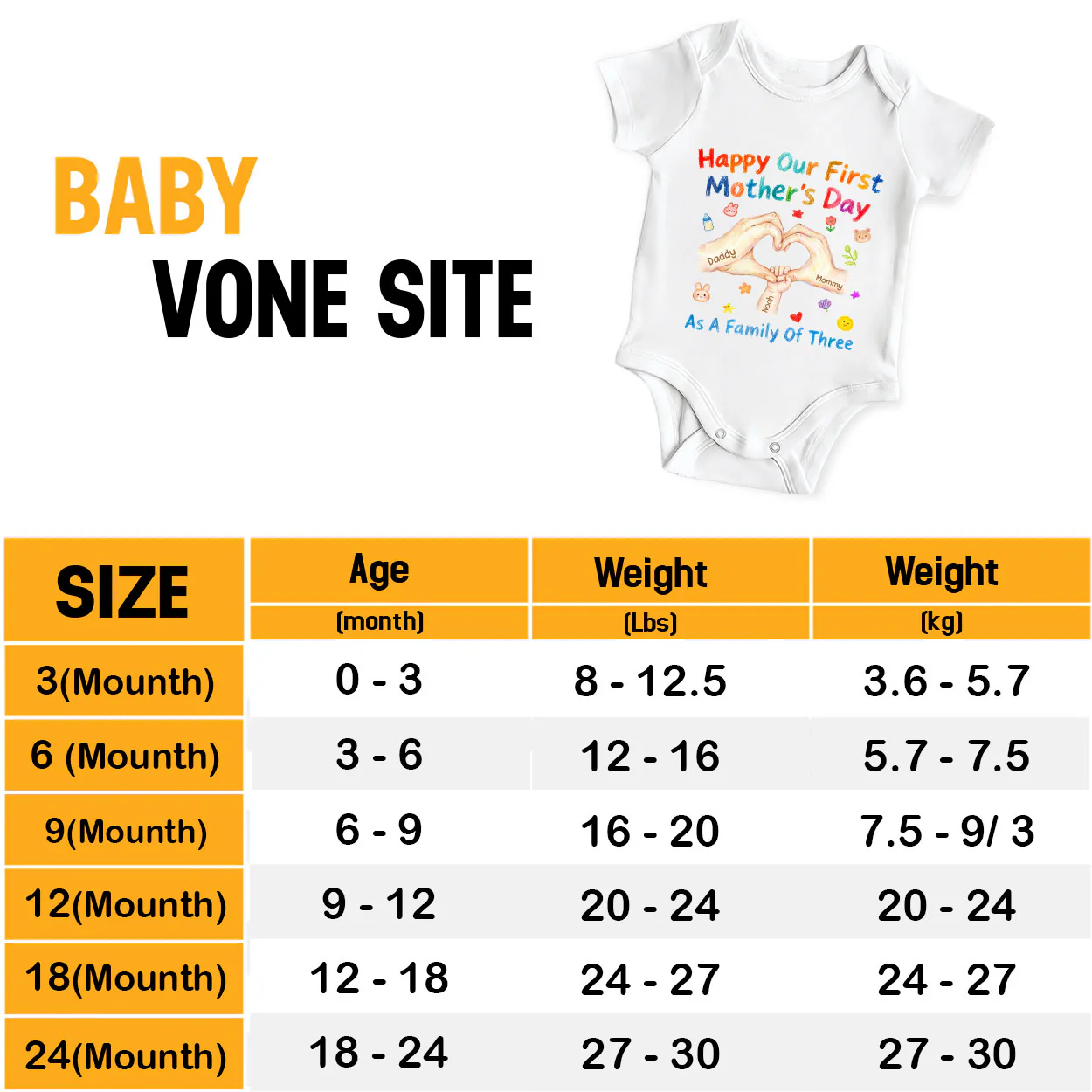 Happy Our First Mother's Day As A Family Of Three - Personalized Baby Onesie - Image 6