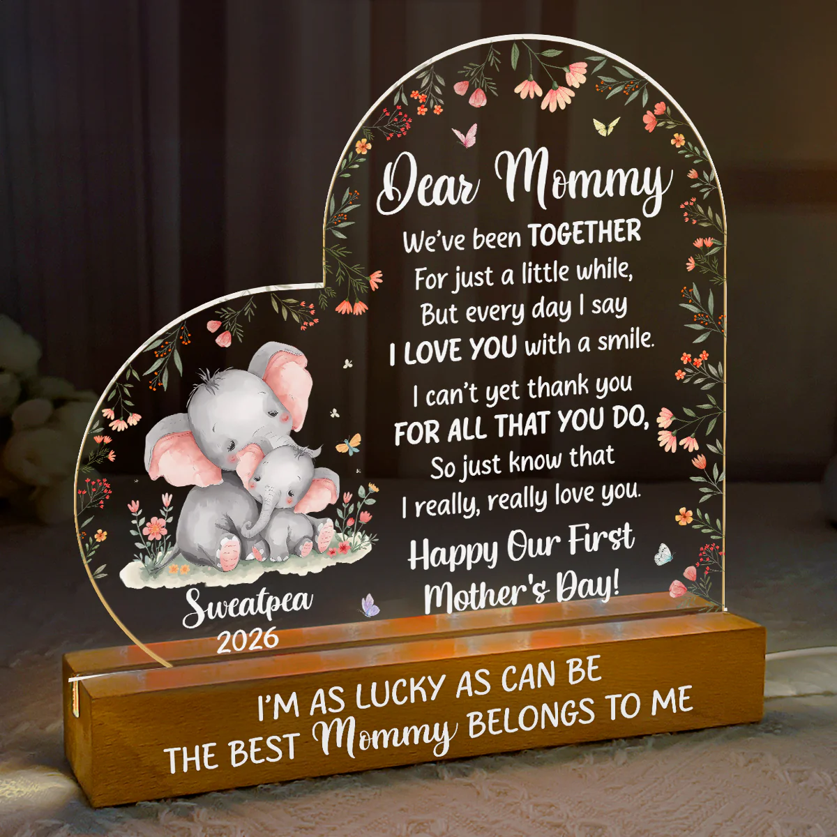 Happy Our First Mother’s Day - Personalized Acrylic Plaque Night Light - Image 5