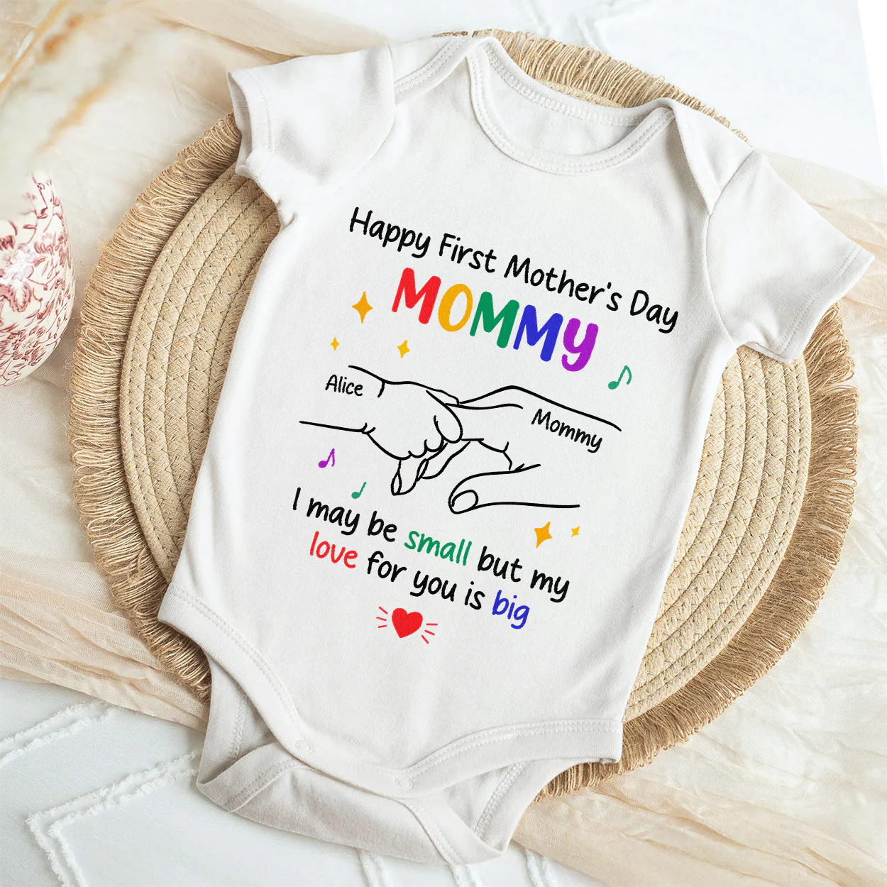 Happy Our First Mother's Day - Personalized Baby Onesie - Image 4