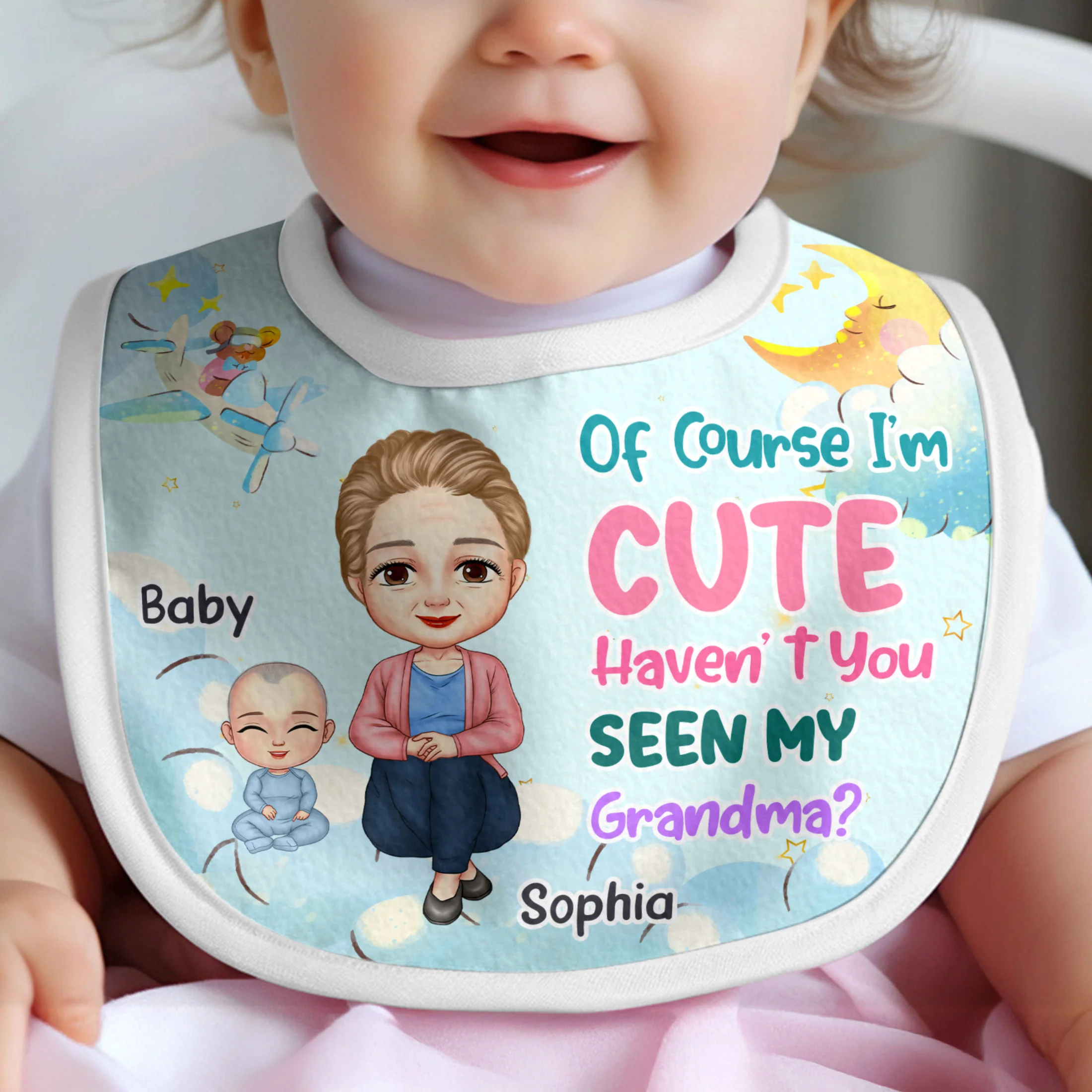 Haven't You Seen My Grandma - Personalized Baby Bib - Image 3