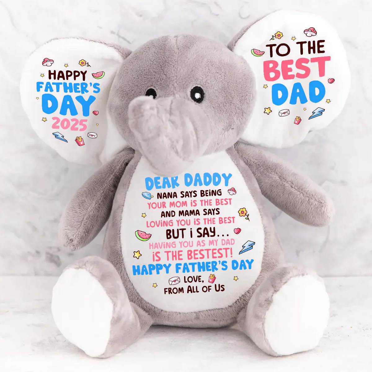 Having You As My Dad Is The Bestest - Personalized Stuffed Elephant