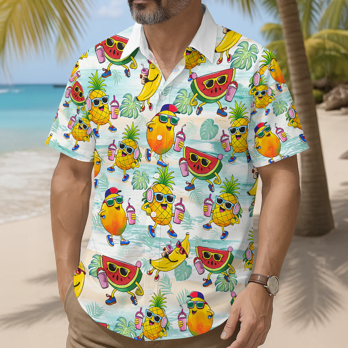 Hawaiian Shirt Mango Pineaplle Banana Watermelon - Personalized Hawaiian Shirt