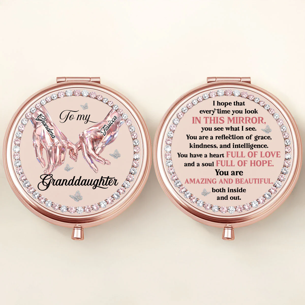 Heart Full Of Love - Personalized Circle Metallic Mirror - Image 3