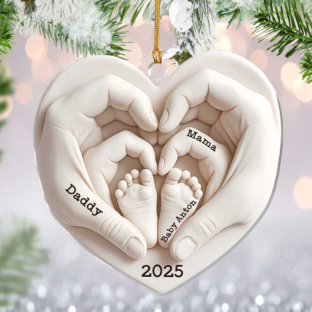 Heart Of Love Keepsake - Personalized 1-Layer Acrylic Ornament - Image 5