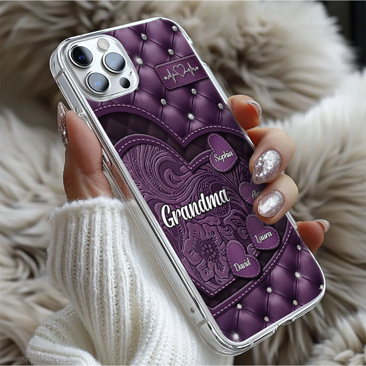 Hearts Held Together - Personalized Clear Silicone Phone Case - Image 5
