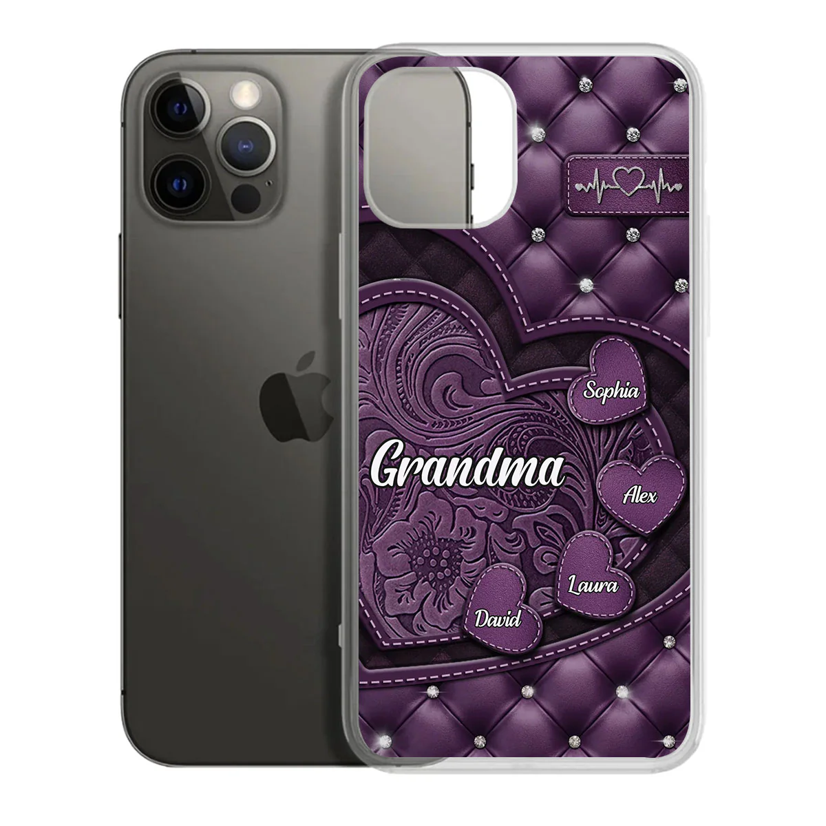 Hearts Held Together - Personalized Clear Silicone Phone Case - Image 7
