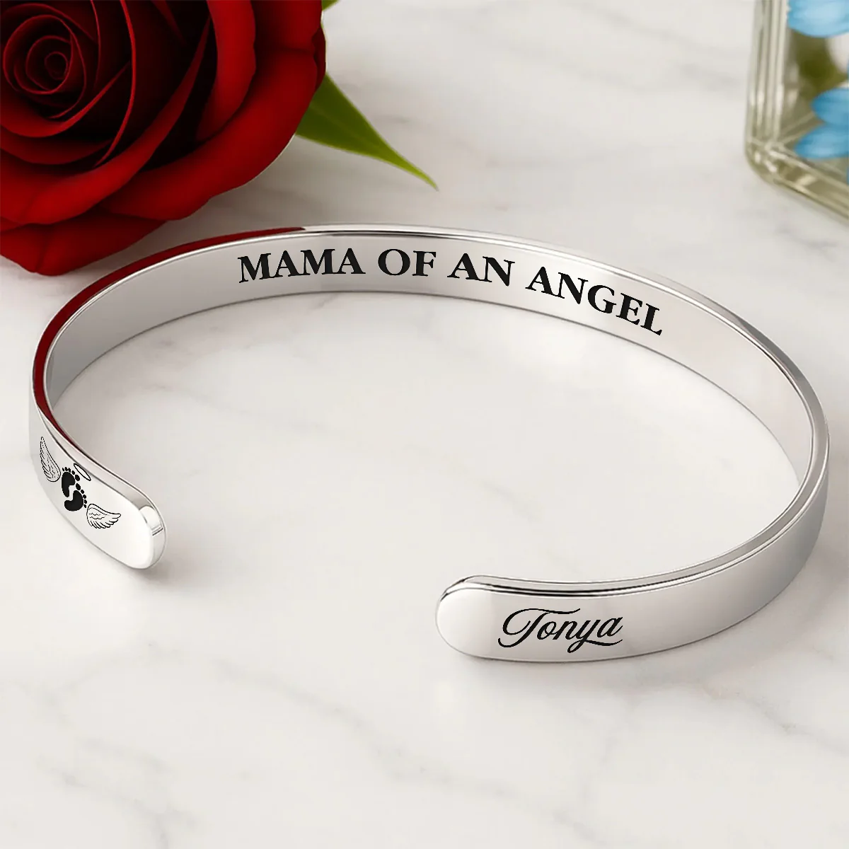 Heaven Is A Beautiful Place - Personalized Cuff Bangle Bracelet With Box - Image 4