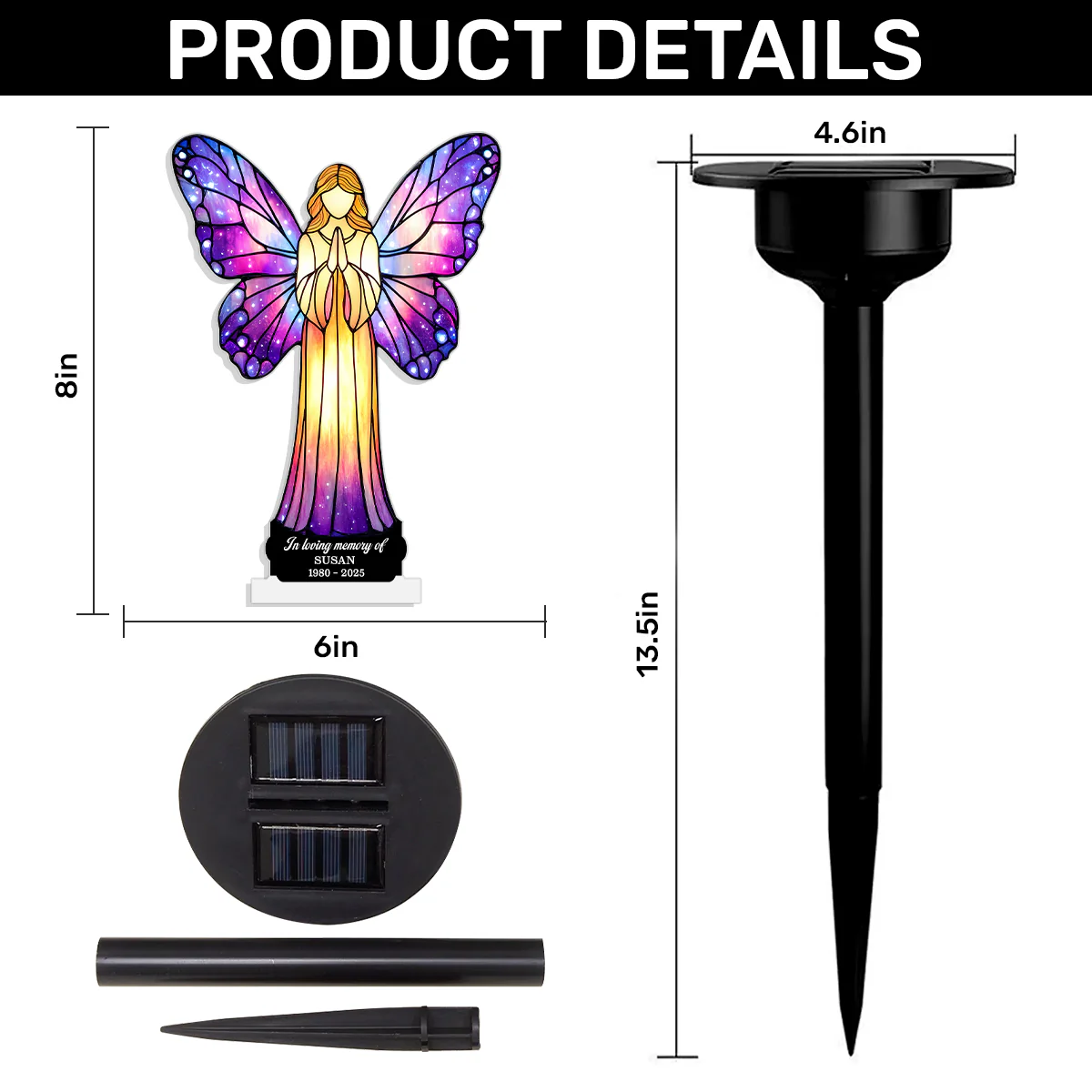 Heavenly Blossom Angel Light - Personalized Solar Light - Image 6