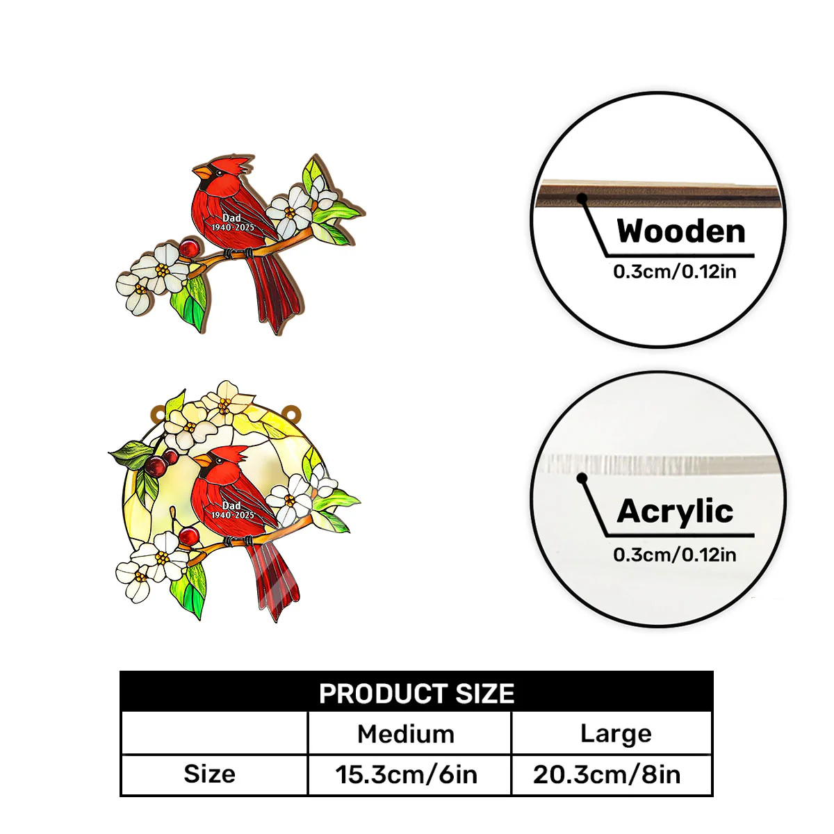 Heavenly Cardinal - Personalized Window Hanging Suncatcher - Image 7