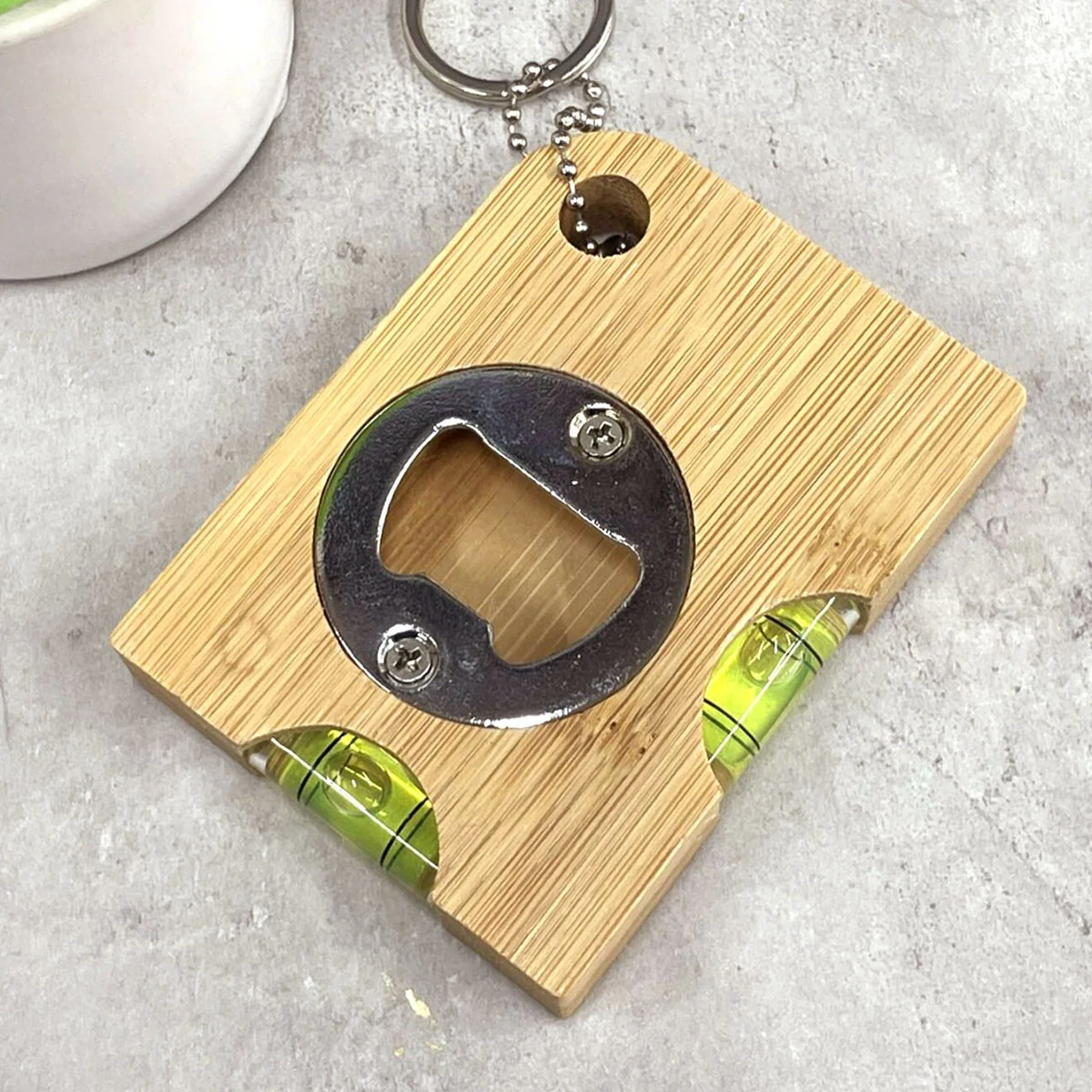 Held By Your Hands, Guided By Your Love - Personalized Spirit Level Bottle Opener Keyring - Image 4
