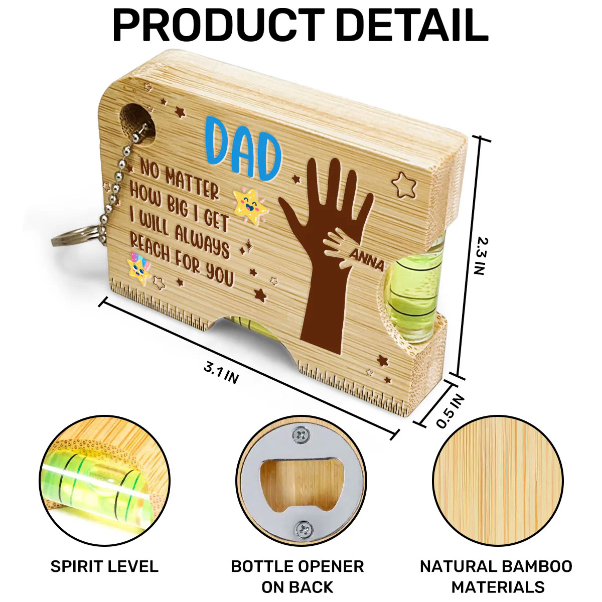 Held By Your Hands, Guided By Your Love - Personalized Spirit Level Bottle Opener Keyring - Image 6
