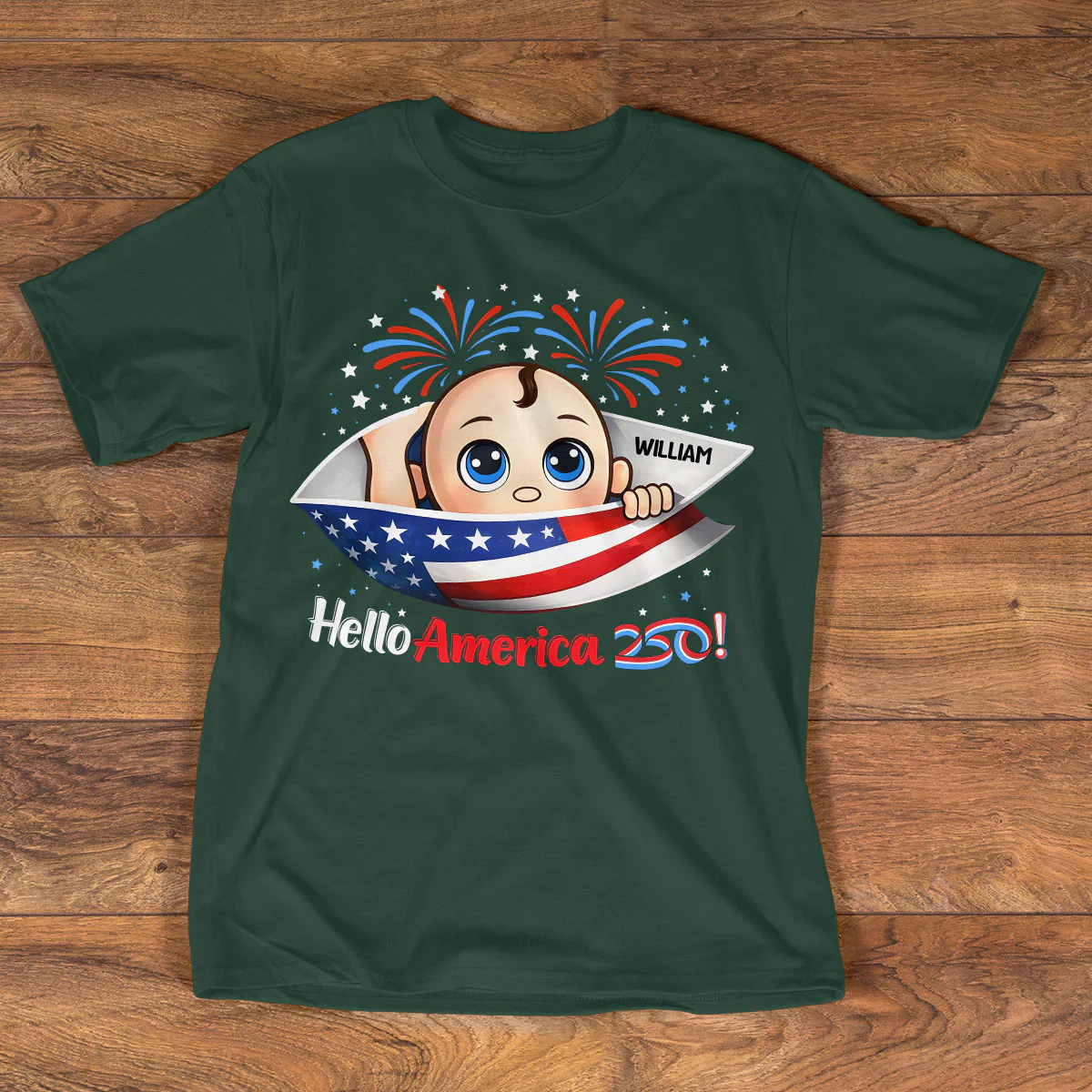 Hello America 250 - Personalized 2D Unisex T-shirt - Image 3