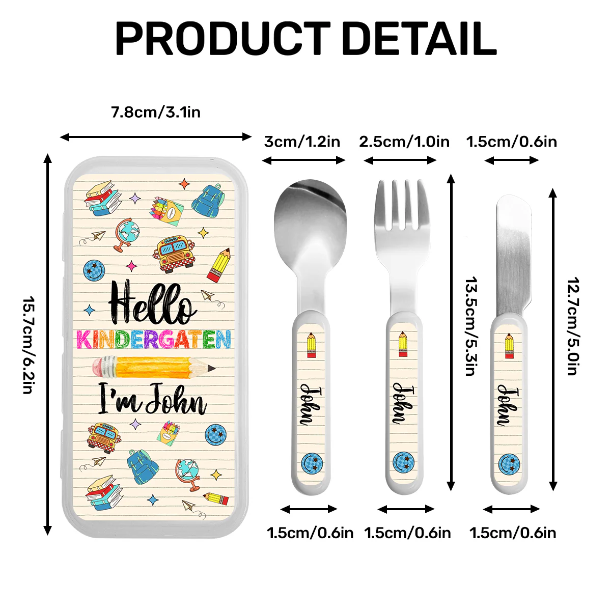 Hello School Here I Am - Personalized Cutlery Set - Image 8